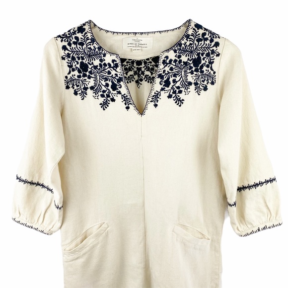 Anthropologie TROVATA Birds of Paradise Nina Linen Shift Dress XS - Picture 5 of 11